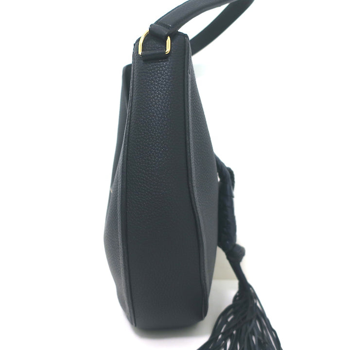 Altuzarra Ghianda Knot Hobo Navy Grained Leather Large Shoulder Bag