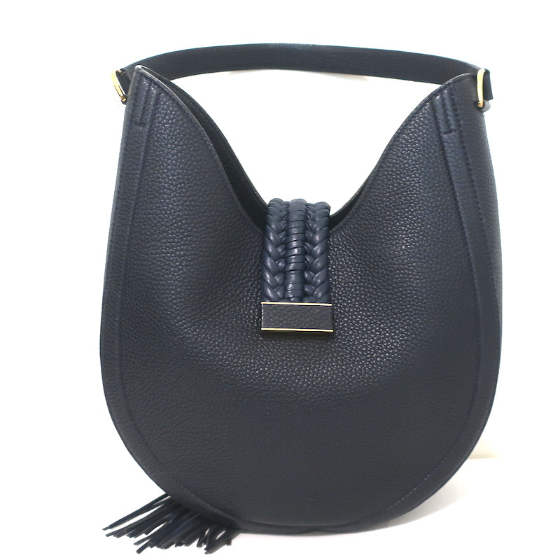 Altuzarra Ghianda Knot Hobo Navy Grained Leather Large Shoulder Bag