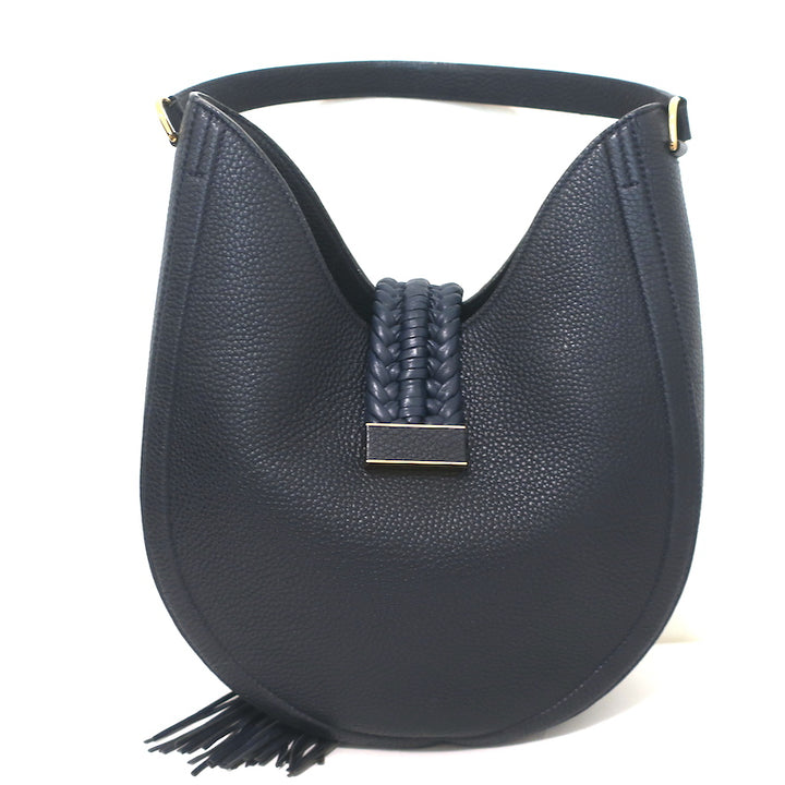 Altuzarra Ghianda Knot Hobo Navy Grained Leather Large Shoulder Bag