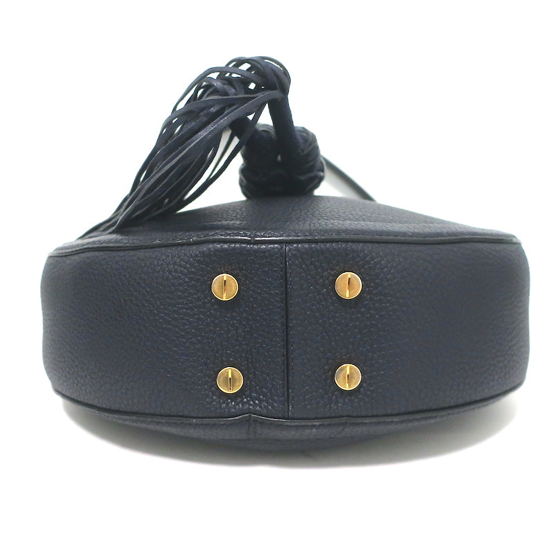 Altuzarra Ghianda Knot Hobo Navy Grained Leather Large Shoulder Bag