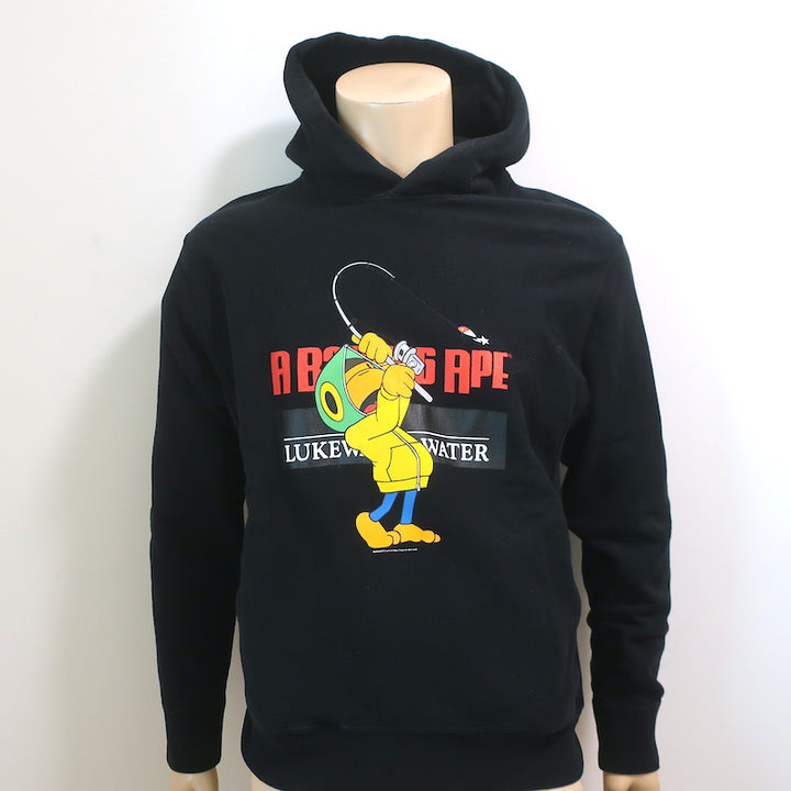 BAPE A Bathing Ape in Lukewarm Water Fishing Hoodie Sweatshirt Black Size Medium