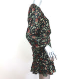 Veronica Beard Ruched Mini Dress Robin Black Metallic Floral Jacquard Size 0