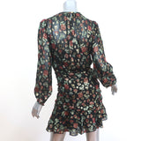 Veronica Beard Ruched Mini Dress Robin Black Metallic Floral Jacquard Size 0