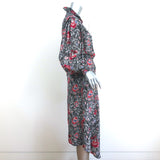 Isabel Marant Etoile Asymmetrical Midi Dress Yescott Floral Print Silk Size 36