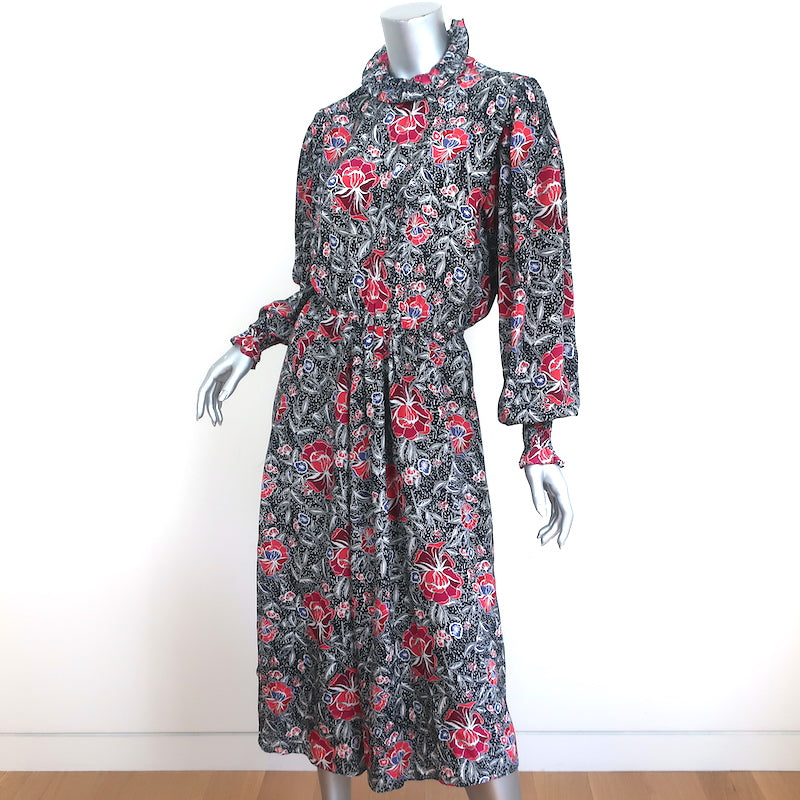 Isabel Marant Etoile Asymmetrical Midi Dress Yescott Floral Print Silk Size 36