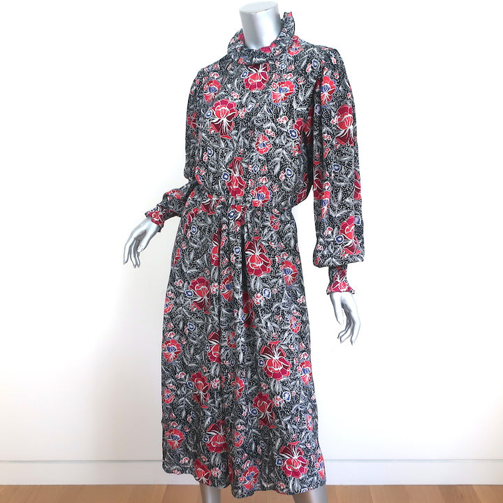Isabel Marant Etoile Asymmetrical Midi Dress Yescott Floral Print Silk Size 36
