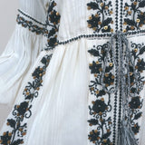 Ulla Johnson Midi Dress Vanita White Embroidered Cotton Gauze Size 2 Long Sleeve