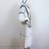 Ulla Johnson Midi Dress Vanita White Embroidered Cotton Gauze Size 2 Long Sleeve