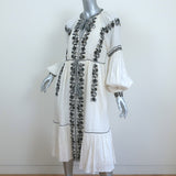 Ulla Johnson Midi Dress Vanita White Embroidered Cotton Gauze Size 2 Long Sleeve