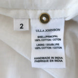 Ulla Johnson Midi Dress Vanita White Embroidered Cotton Gauze Size 2 Long Sleeve