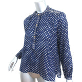 Isabel Marant Etoile Blouse Lainey Navy Printed Cotton Size 34 Long Sleeve Top