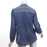 Isabel Marant Etoile Blouse Lainey Navy Printed Cotton Size 34 Long Sleeve Top