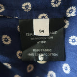 Isabel Marant Etoile Blouse Lainey Navy Printed Cotton Size 34 Long Sleeve Top