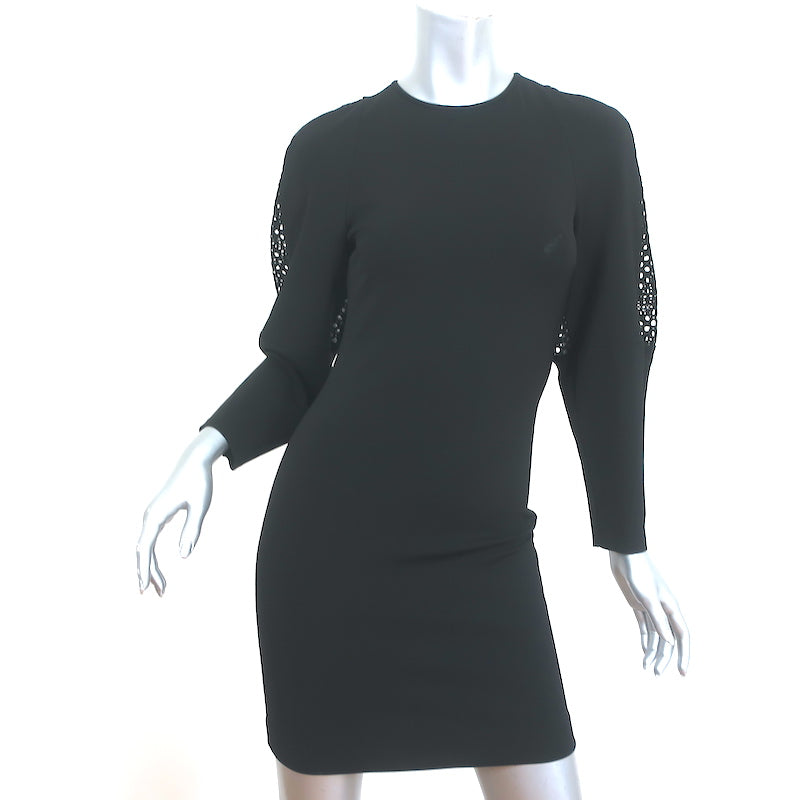 Stella McCartney Crochet-Paneled Mini Dress Black Stretch Jersey Size Celebrity Owned Stella McCartney Crochet-Paneled Mini Dress Black Stretch Jersey Size Celebrity Owned