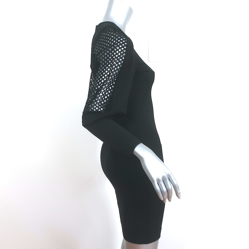 Stella McCartney Crochet-Paneled Mini Dress Black Stretch Jersey Size 38