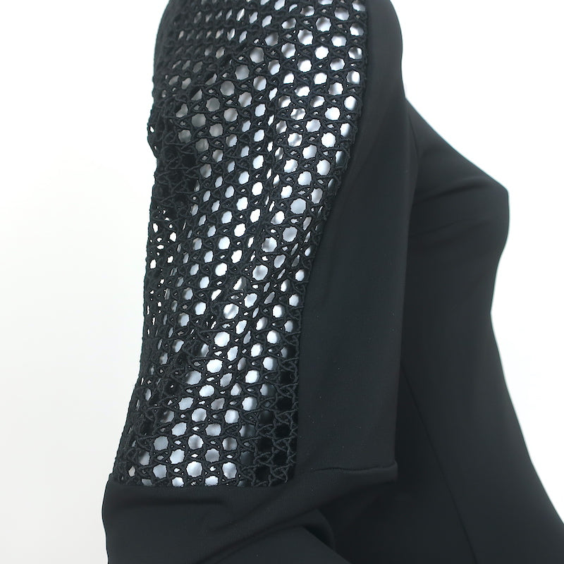 Stella McCartney Crochet-Paneled Mini Dress Black Stretch Jersey Size 38