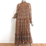 Ulla Johnson Maxi Dress Constantine Ochre Lurex Floral Print Silk Size 0