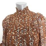 Ulla Johnson Maxi Dress Constantine Ochre Lurex Floral Print Silk Size 0