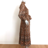 Ulla Johnson Maxi Dress Constantine Ochre Lurex Floral Print Silk Size 0