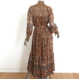 Ulla Johnson Maxi Dress Constantine Ochre Lurex Floral Print Silk Size 0