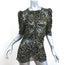 Isabel Marant Etoile Ruched Blouse Caja Olive Leopard Print Size 38 Short Sleeve