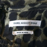 Isabel Marant Etoile Ruched Blouse Caja Olive Leopard Print Size 38 Short Sleeve
