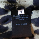 Isabel Marant Etoile Ruched Blouse Caja Olive Leopard Print Size 38 Short Sleeve