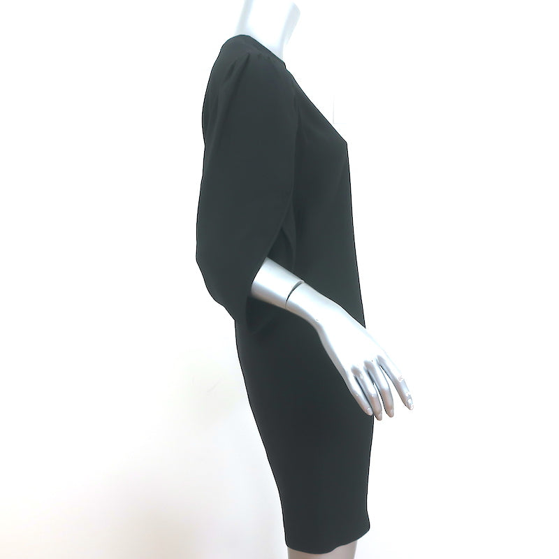 Stella McCartney Petal Sleeve Shift Dress Black Stretch Crepe Size 38