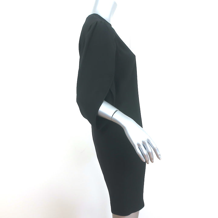 Stella McCartney Petal Sleeve Shift Dress Black Stretch Crepe Size 38