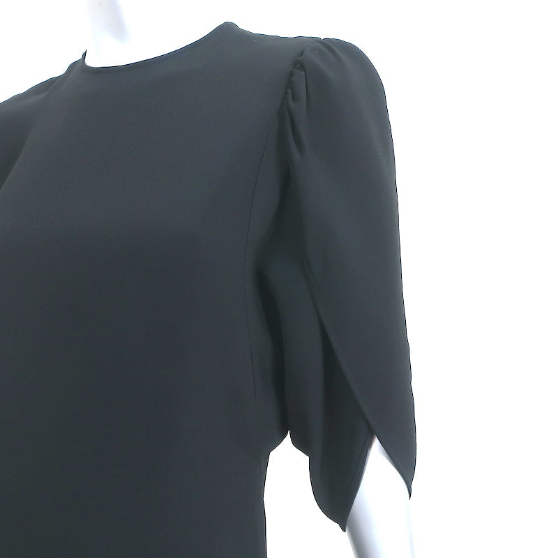 Stella McCartney Petal Sleeve Shift Dress Black Stretch Crepe Size 38