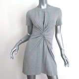 Theory Knotted T-Shirt Dress Heather Gray Stretch Jersey Size Petite