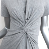 Theory Knotted T-Shirt Dress Heather Gray Stretch Jersey Size Petite