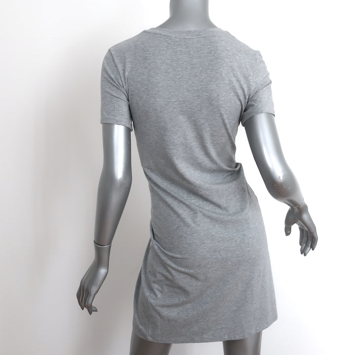 Theory Knotted T-Shirt Dress Heather Gray Stretch Jersey Size Petite