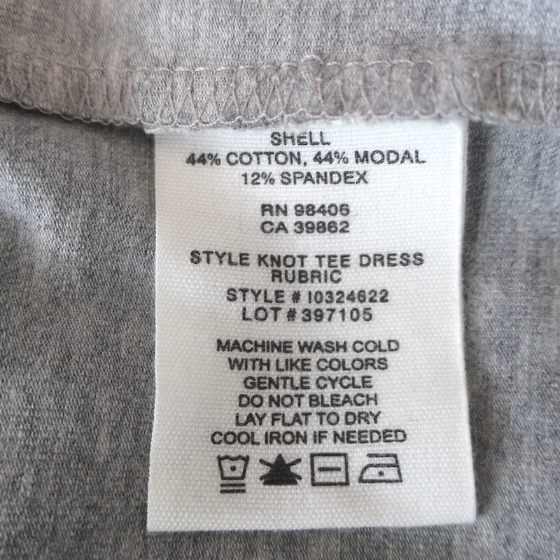 Theory Knotted T-Shirt Dress Heather Gray Stretch Jersey Size Petite