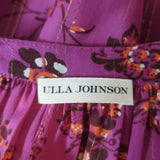 Ulla Johnson Midi Dress Ellette Magenta Ruffled Floral Print Georgette Size 2