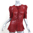 Isabel Marant Etoile Ruched Blouse Caja Red Striped Chiffon Size 40 Short Sleeve
