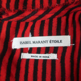 Isabel Marant Etoile Ruched Blouse Caja Red Striped Chiffon Size 40 Short Sleeve