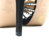 Valentino Crystal & Faux Pearl Embellished Cage Sandals Black Satin Size 36