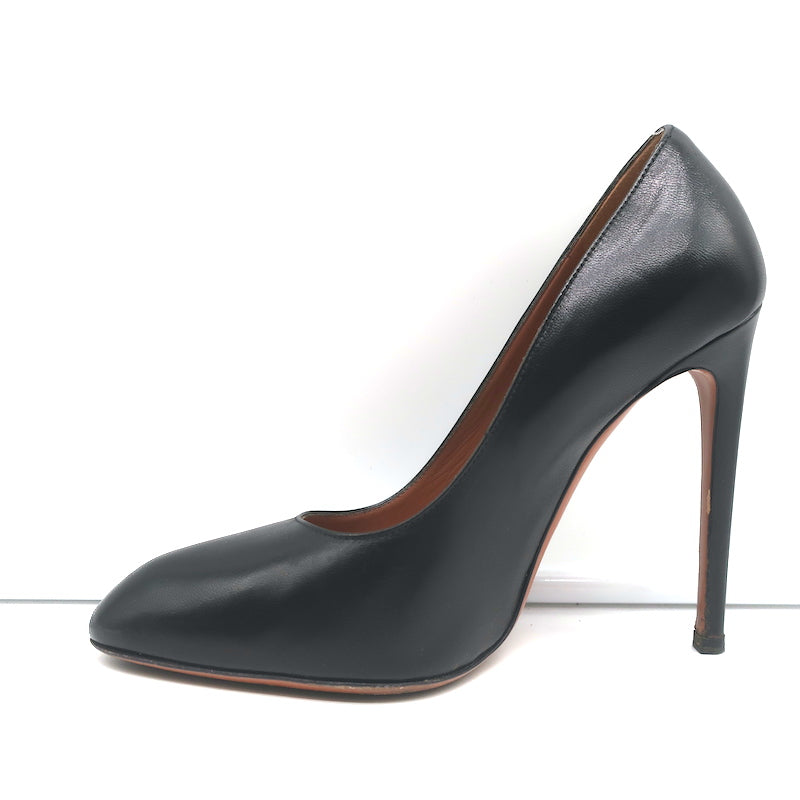Alaia Pumps Black Leather Size 36.5 Almond Toe Heels