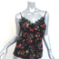 Veronica Beard Cami Gil Black Floral Print Stretch-Silk Size 2 V-Neck Tank Top