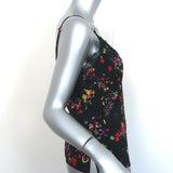 Veronica Beard Cami Gil Black Floral Print Stretch-Silk Size 2 V-Neck Tank Top