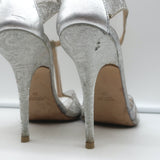 Monique Lhuillier T-Strap Sandals PVC & Silver Glitter Size 36 Open Toe Heels