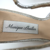 Monique Lhuillier T-Strap Sandals PVC & Silver Glitter Size 36 Open Toe Heels