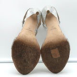 Monique Lhuillier T-Strap Sandals PVC & Silver Glitter Size 36 Open Toe Heels