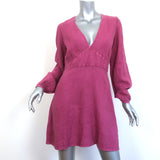 HONORINE Mini Dress Gaia Raspberry Linen Size Small Long Sleeve V-Neck NEW