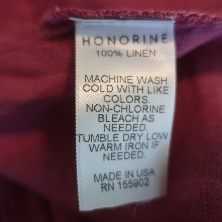 HONORINE Mini Dress Gaia Raspberry Linen Size Small Long Sleeve V-Neck NEW