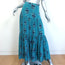 Veronica Beard Serence Tiered Maxi Skirt Turquoise Floral Print Silk Size 0