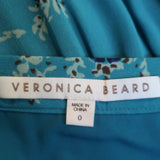 Veronica Beard Serence Tiered Maxi Skirt Turquoise Floral Print Silk Size 0