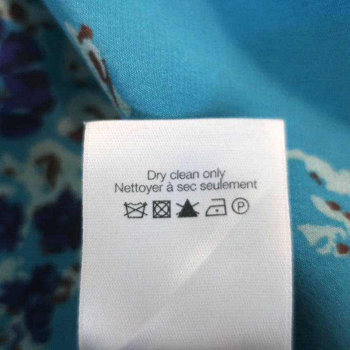 Veronica Beard Serence Tiered Maxi Skirt Turquoise Floral Print Silk Size 0