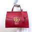 Gucci GG Marmont Small Top Handle Bag Red Grained Leather Crossbody